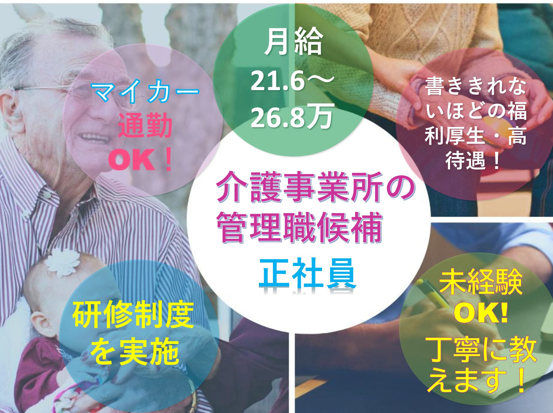 ヘルシーサービス 本社の正社員 介護職 有料老人ホーム 訪問サービス 居宅介護支援求人イメージ