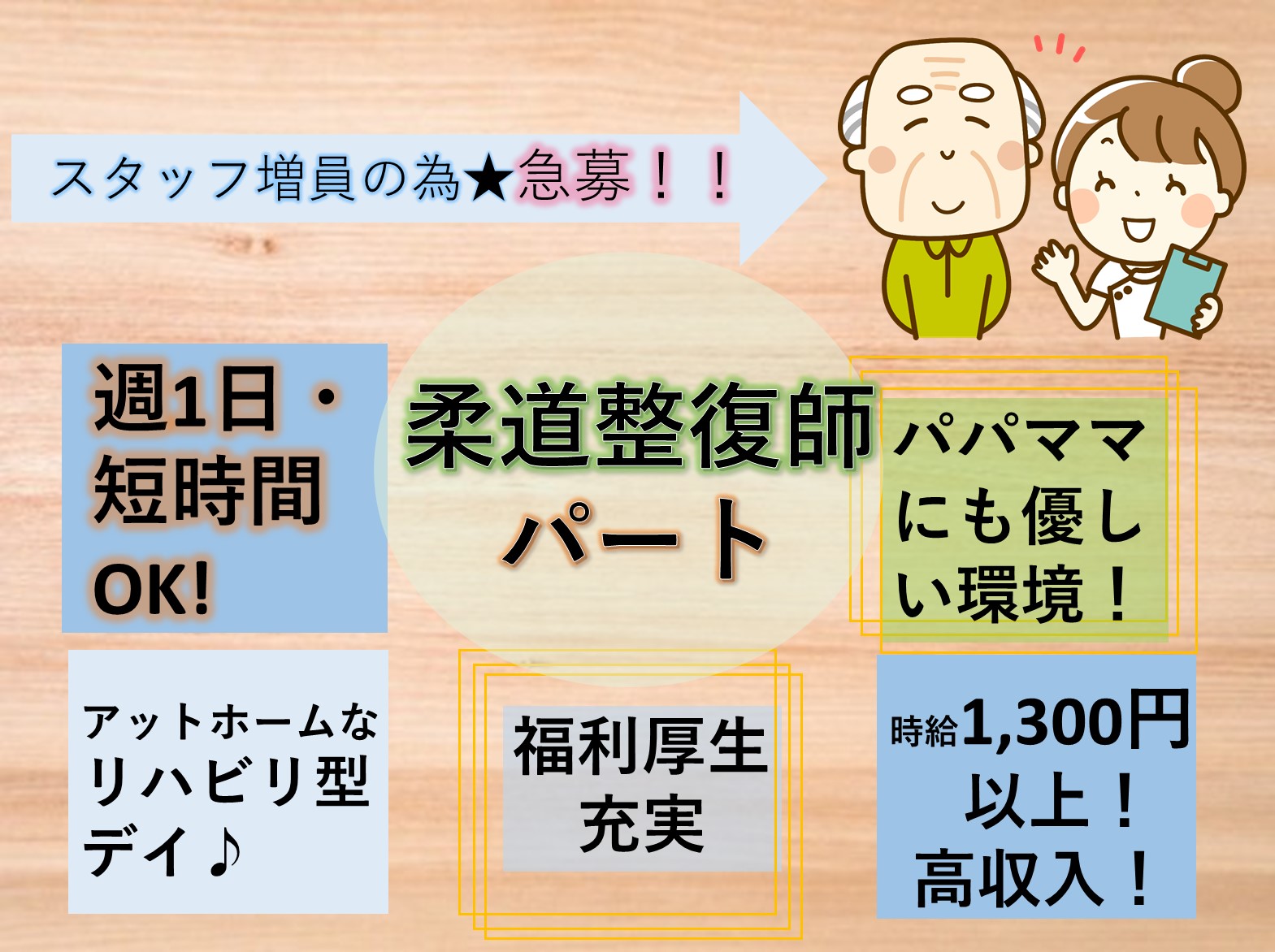 ウイズユー株式会社 ういず・ユーデイサービス一歩のパート 柔道整復師 デイサービスの求人情報イメージ1